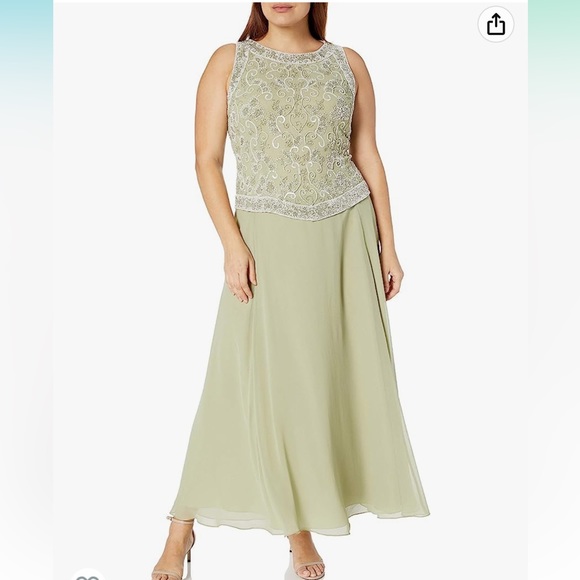 J Kara Women’s Beaded Bodice Sleeveless Chiffon Gown w/ Long Shawl/Scarf Size 10 - Picture 10 of 10